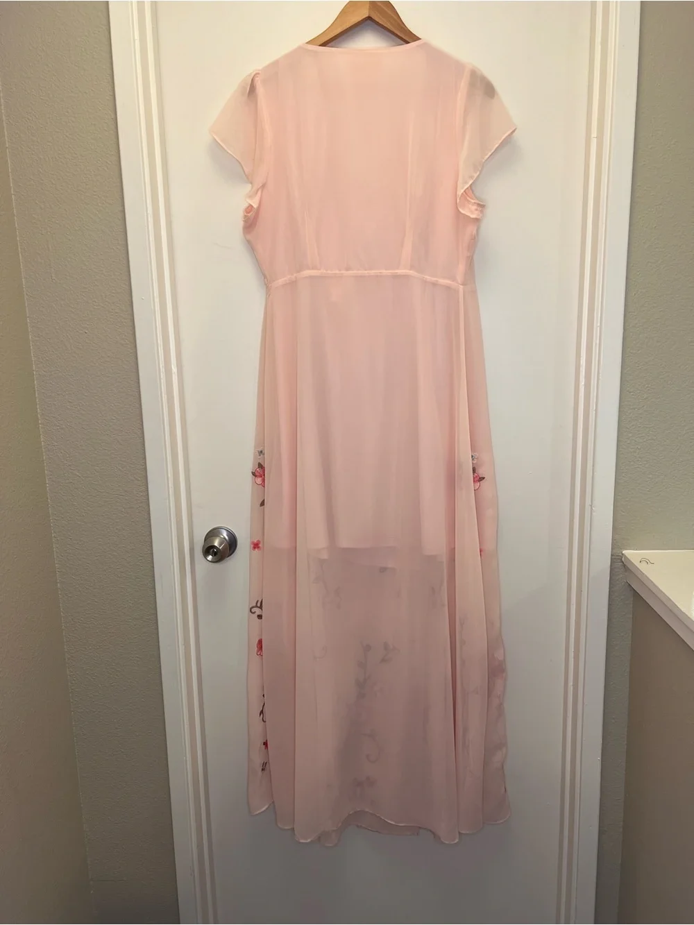 Savanna Jane Peach Floral Embroidered Maxi Wrap Dress - Picture 9 of 12